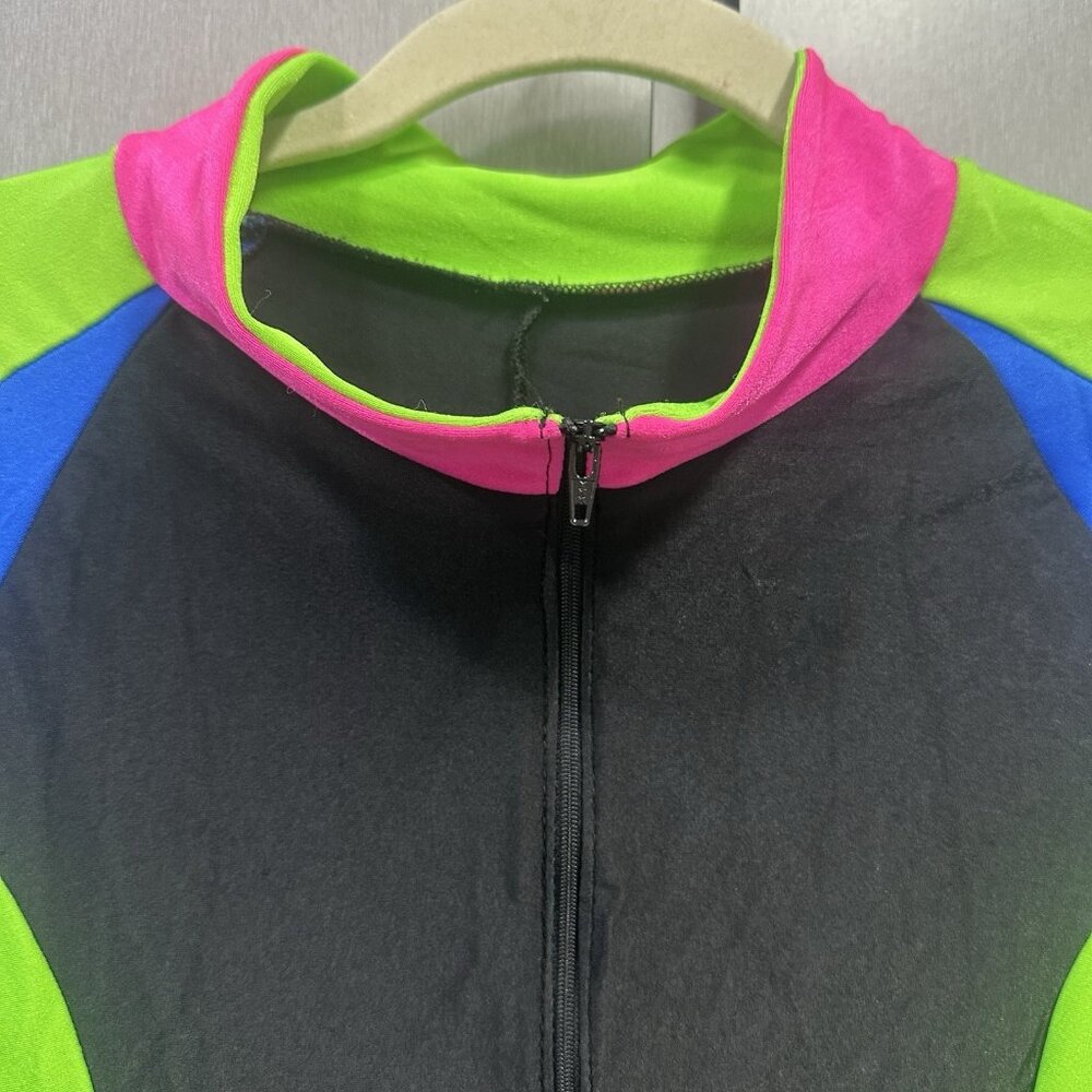 Vintage Sport Europa Large Skin Suit Neon Nylon Jumpsuit With Stirrups 80s Party - Picture 3 of 11